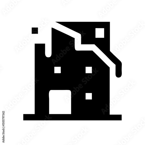 Icon of a damaged building to signify destruction or disrepair	