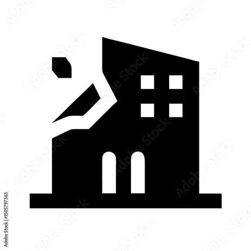 Icon of a damaged building to signify destruction or disrepair	