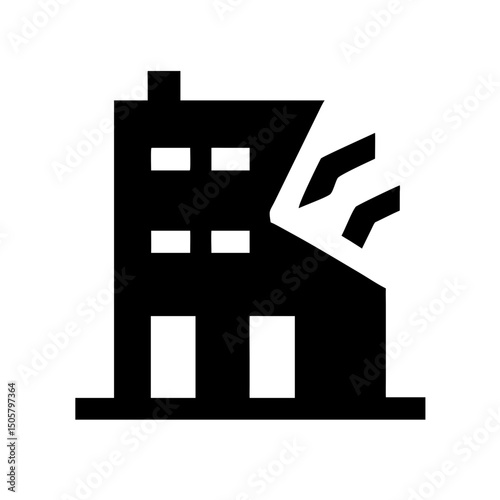 Icon of a damaged building to signify destruction or disrepair	