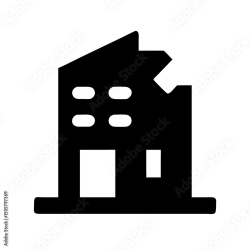 Icon of a damaged building to signify destruction or disrepair	