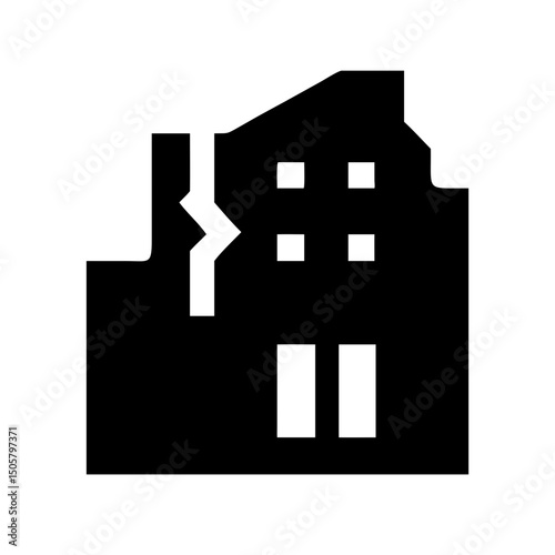 Icon of a damaged building to signify destruction or disrepair	