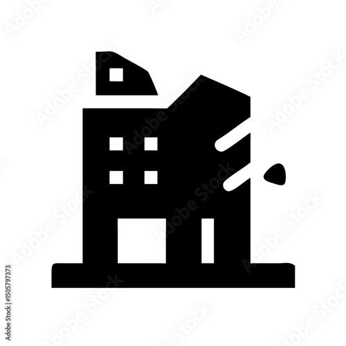 Icon of a damaged building to signify destruction or disrepair	