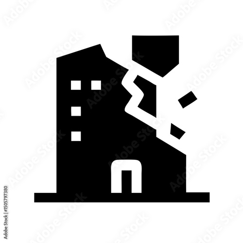 Icon of a damaged building to signify destruction or disrepair	