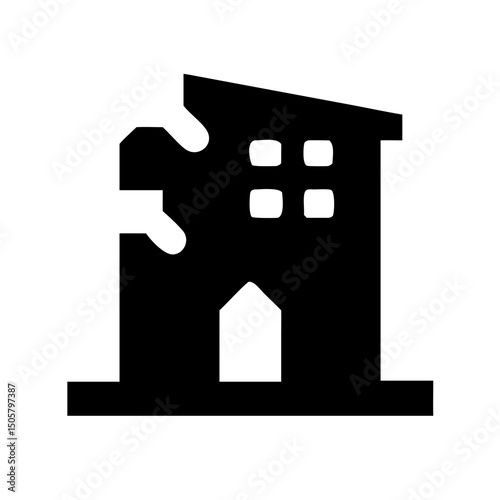 Icon of a damaged building to signify destruction or disrepair	