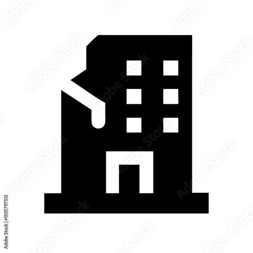 Icon of a damaged building to signify destruction or disrepair