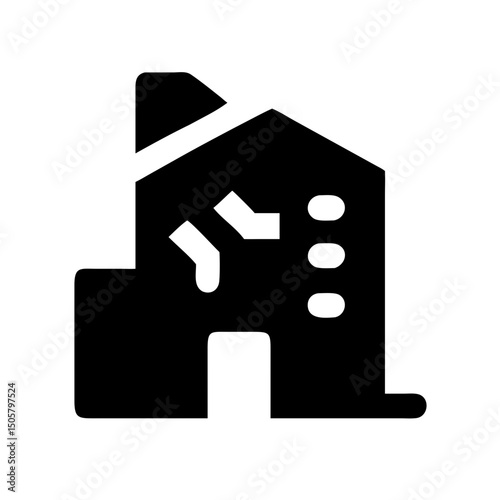 Icon of a damaged building to signify destruction or disrepair	