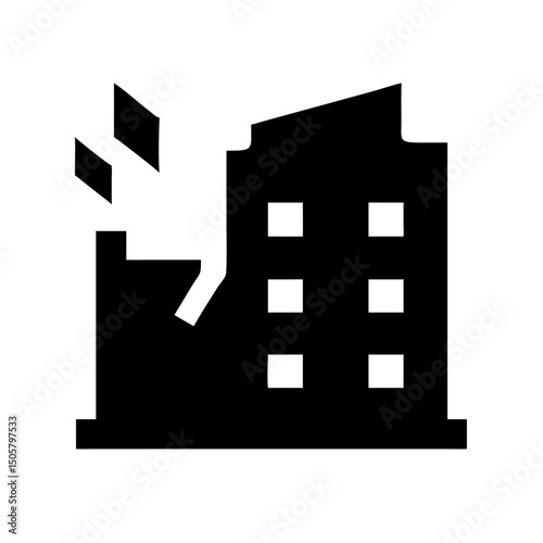 Icon of a damaged building to signify destruction or disrepair