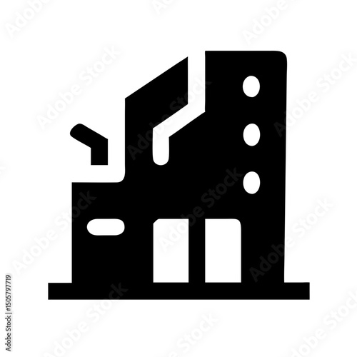 Icon of a damaged building to signify destruction or disrepair