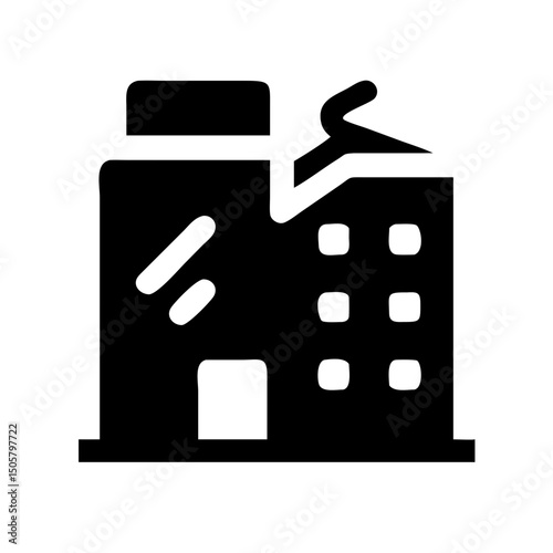 Icon of a damaged building to signify destruction or disrepair