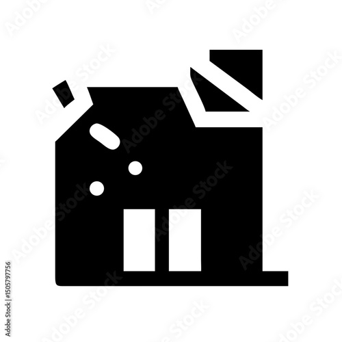 Icon of a damaged building to signify destruction or disrepair