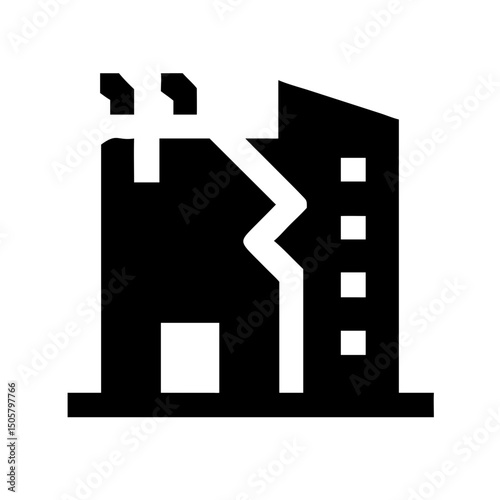 Icon of a damaged building to signify destruction or disrepair