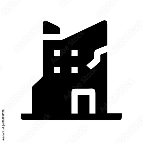 Icon of a damaged building to signify destruction or disrepair