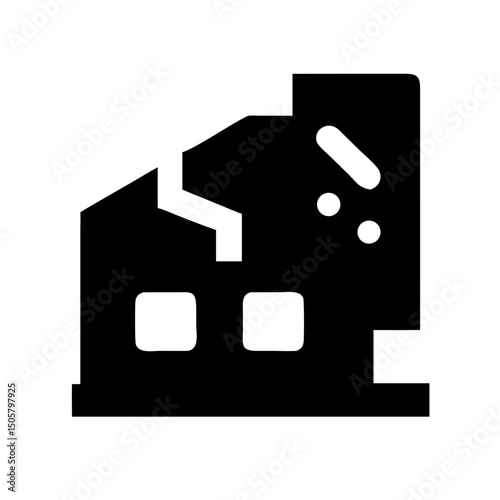 Icon of a damaged building to signify destruction or disrepair