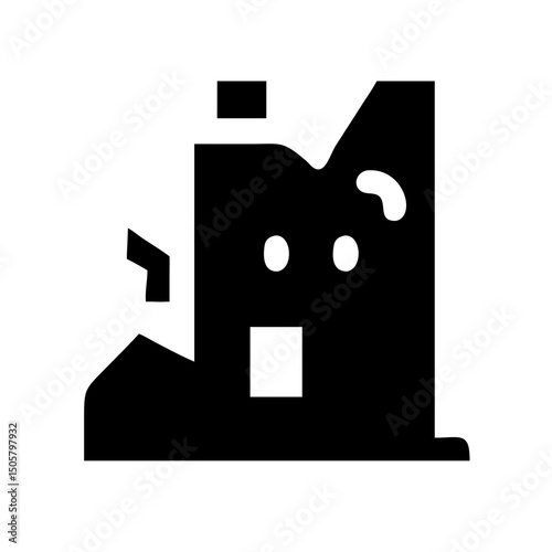 Icon of a damaged building to signify destruction or disrepair