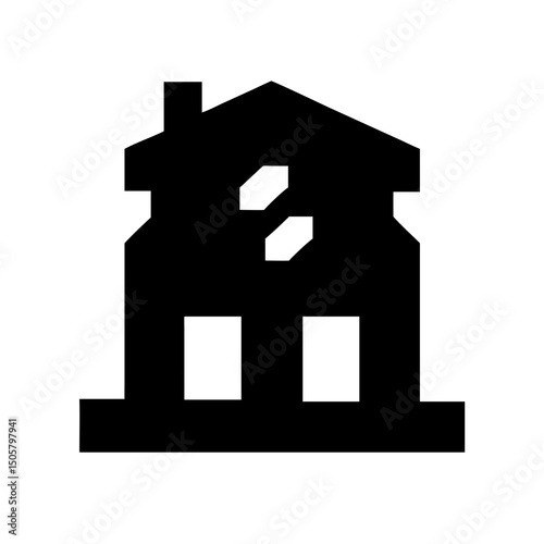 Icon of a damaged building to signify destruction or disrepair