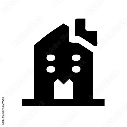 Icon of a damaged building to signify destruction or disrepair
