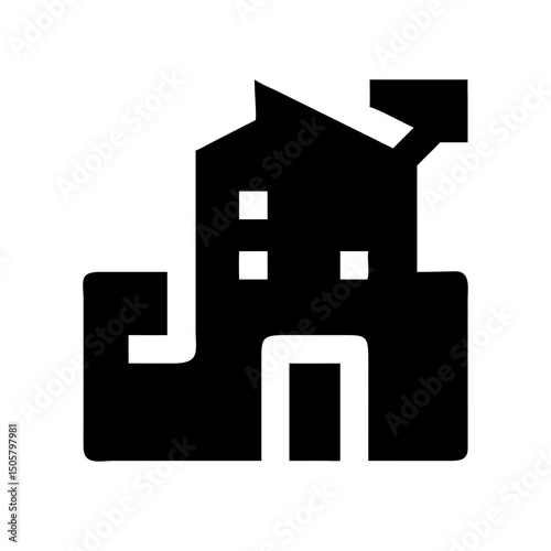 Icon of a damaged building to signify destruction or disrepair