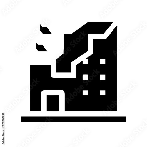 Icon of a damaged building to signify destruction or disrepair