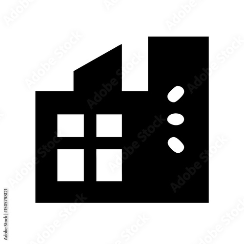 Icon of a damaged building to signify destruction or disrepair