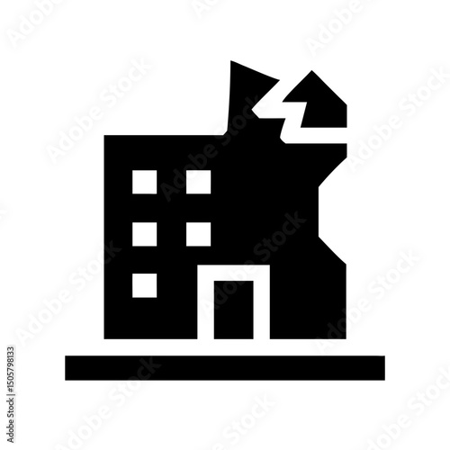 Icon of a damaged building to signify destruction or disrepair