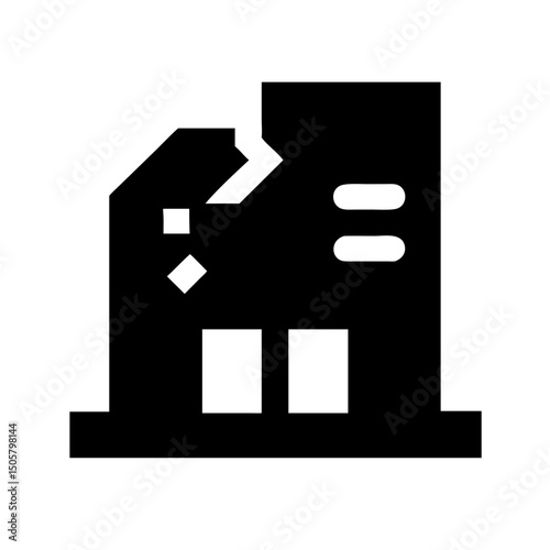 Icon of a damaged building to signify destruction or disrepair