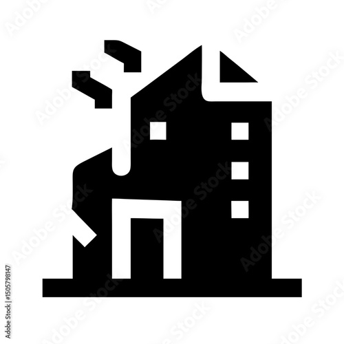 Icon of a damaged building to signify destruction or disrepair