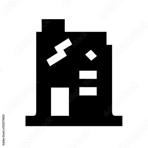 Icon of a damaged building to signify destruction or disrepair