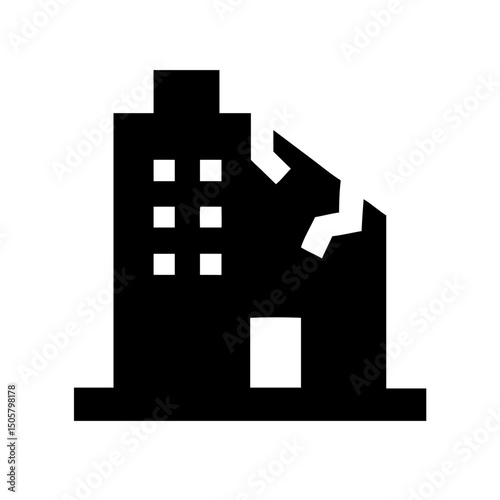 Icon of a damaged building to signify destruction or disrepair