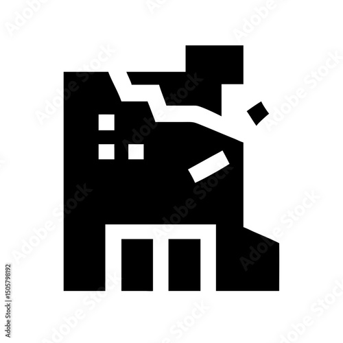 Icon of a damaged building to signify destruction or disrepair