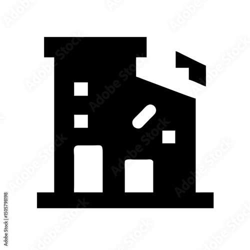 Icon of a damaged building to signify destruction or disrepair