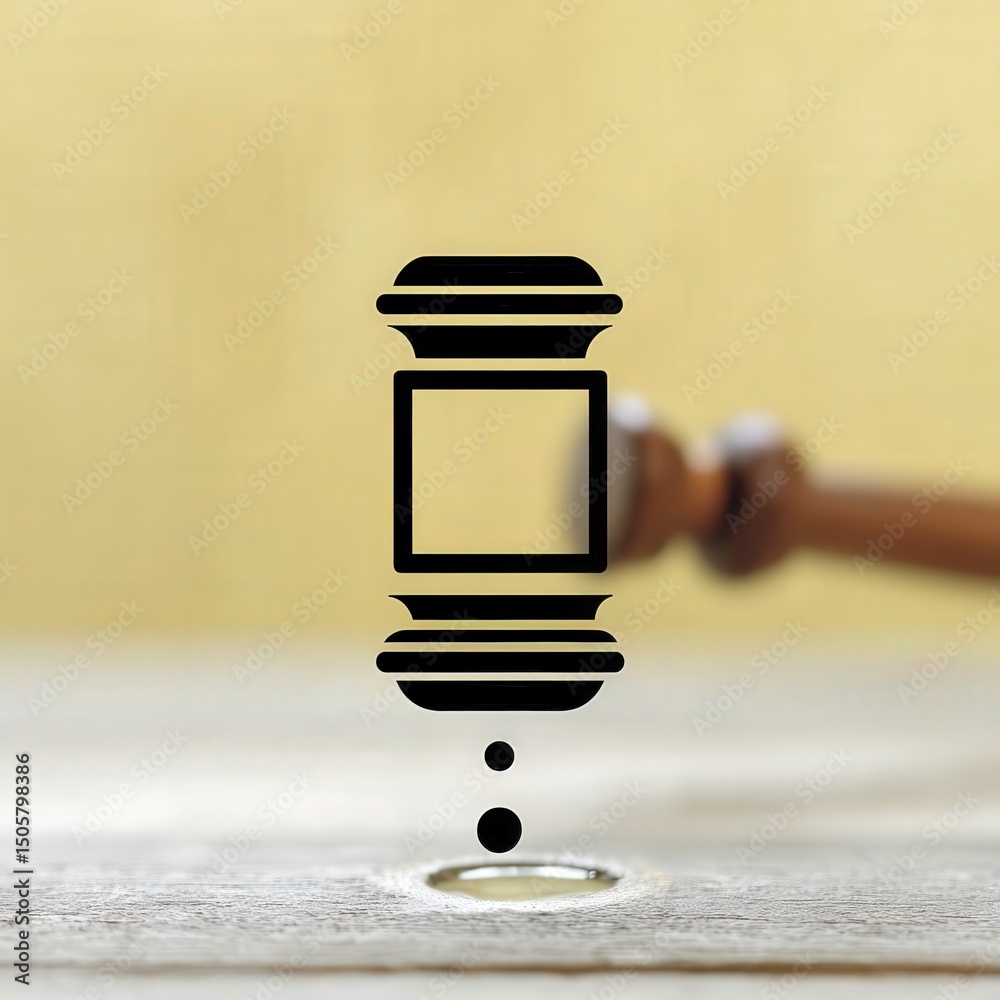 Obraz premium Criminal Law Restrictions concept. Abstract legal concept with gavel and empty frame.