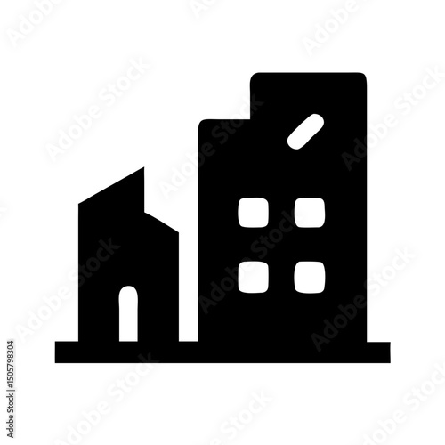 Icon of a damaged building to signify destruction or disrepair