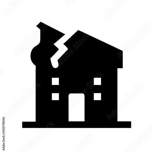 Icon of a damaged building to signify destruction or disrepair
