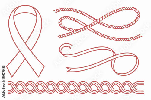 Red Ribbon Bow with Decorative Knot for Holiday and Love Celebration