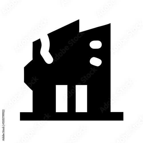 Icon of a damaged building to signify destruction or disrepair