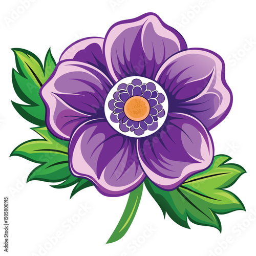 Anemone flower clipart isolated on white background