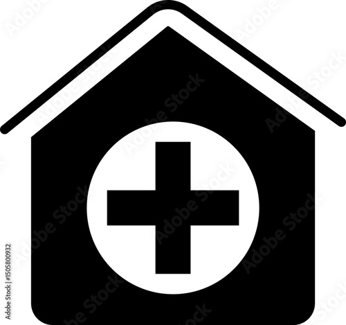 Hospital icon. medical building.  Health insurance. Healthcare and Medicine. help symbol. infirmary logo. medical health care Clinic
