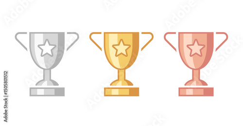 Silver gold and bronze trophy icon