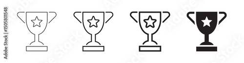 trophy icon Vector Set. Simple Outline and Flat Style illustration