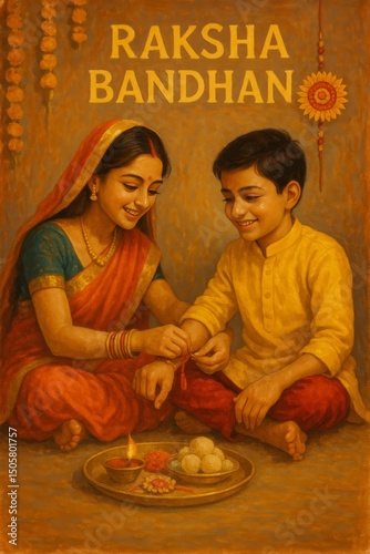 Sister ties rakhi on brother in traditional Raksha Bandhan celebration