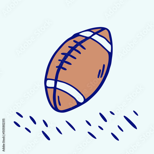 Hand-drawn American Football in Flight Illustration