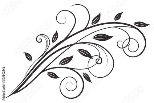 Black and White Abstract Floral Tattoo Design