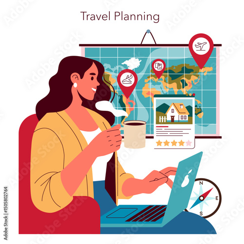 Slow Travel. Flat Vector Illustration