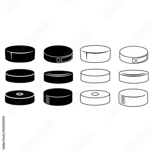 Hockey puck icon vector set. Hockey illustrator sign collection. Puck symbol or logo.