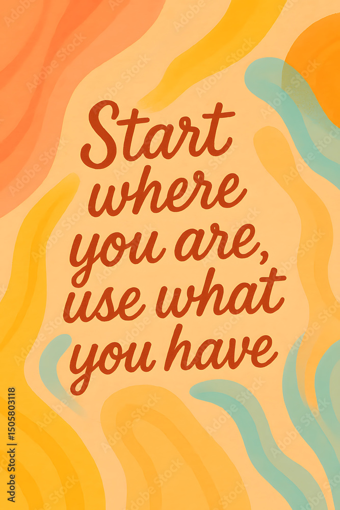 Fototapeta premium Motivational wallpaper for phone featuring a quote about using your current resources to begin your journey