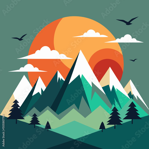 Canvas Print landscape with mountains