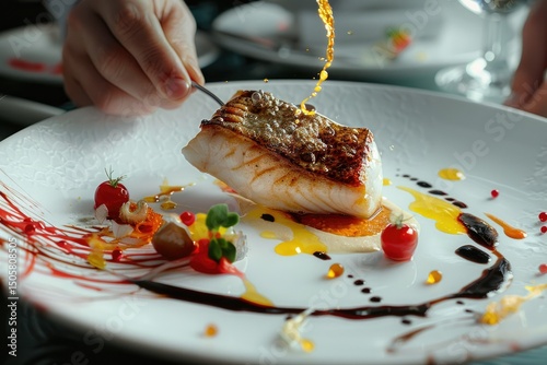 High Definition Picture of Sole Meuni?re Being Served at a Fine Dining Restaurant photo