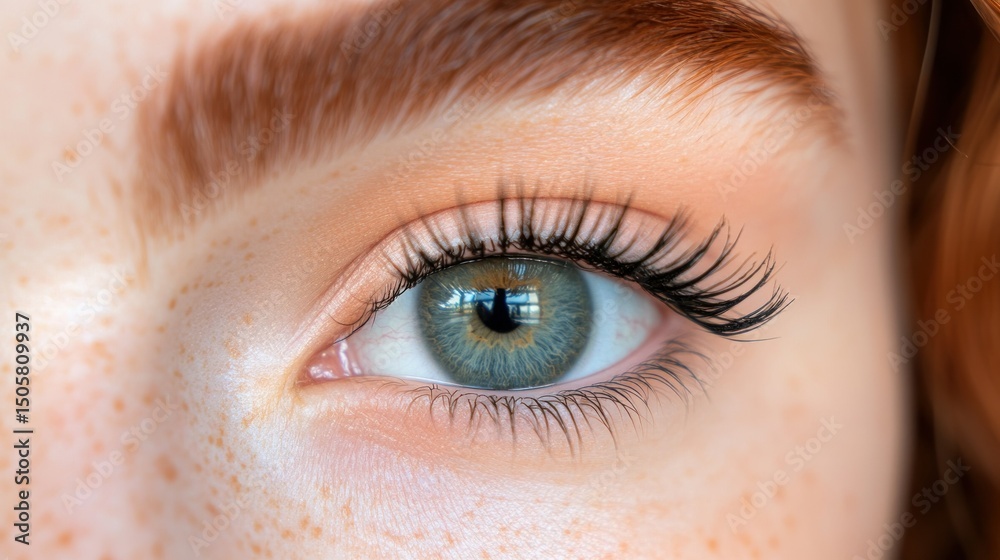 Fototapeta premium Close-up of a woman's eye with subtle makeup