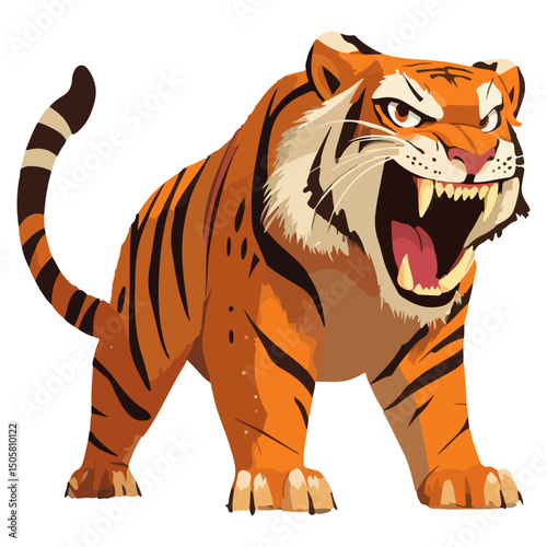 saber-toothed tiger, animal, vector, transparent background, tiger, mammal, wildlife, feline, isolated, nature, predator, cute, safari, symbol