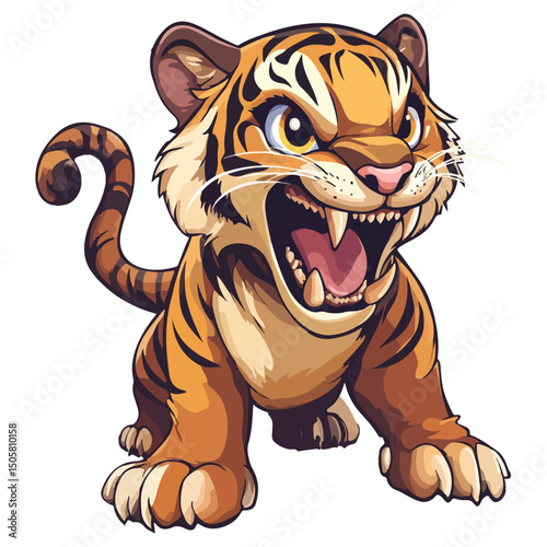 saber-toothed tiger, animal, vector, transparent background, tiger, mammal, wildlife, feline, isolated, nature, predator, cute, safari, symbol